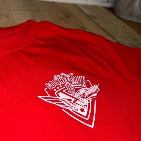 CORY MORROW’S Go Wheels Up! Red San Marcos TX Shirt Size XL - Picture 8 of 9